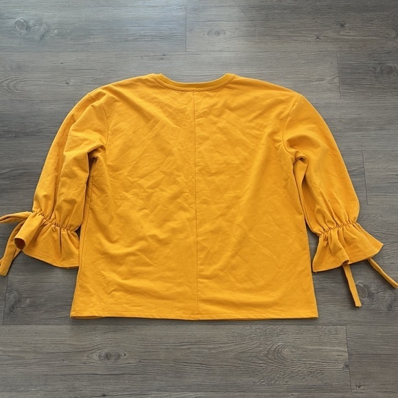 Eloquii Bow Sleeve Tie Sweatshirt Yellow NWT - Picture 9 of 9